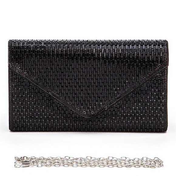 Rhinestone Evening Clutch Bag - Gold, Silver, Black - Picture 4 of 8